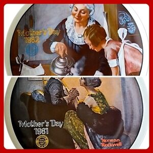 Norman Rockwell Knowles Mothers Day Plates 81 82 Set After Party Cooking Lesson